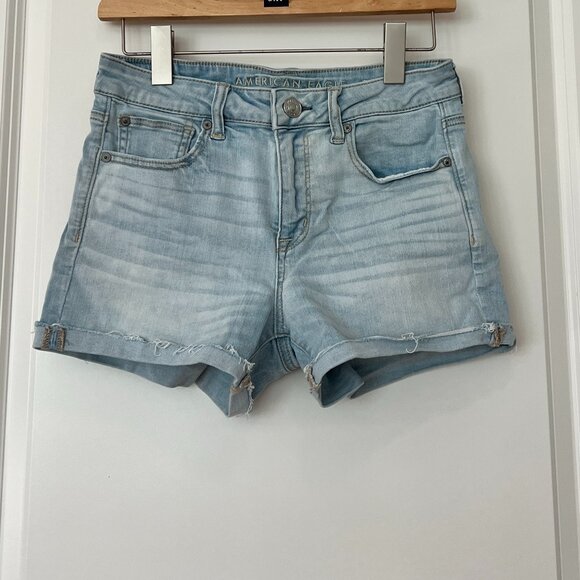 American Eagle Outfitters Hi-Rise Shortie Next Level Stretch Jean Shorts - Picture 1 of 6